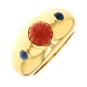 Bague saphirs et corail en or jaune