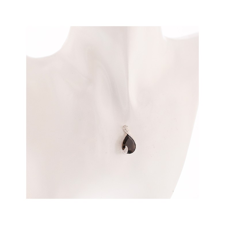 Pendentif quartz fumé et diamants 0.54 carat en or blanc Pendentif quartz fumé et diamants 0.54 carat en or blanc