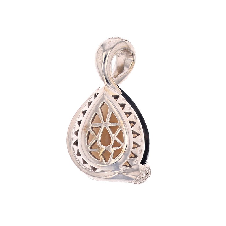 Pendentif quartz fumé et diamants 0.54 carat en or blanc Pendentif quartz fumé et diamants 0.54 carat en or blanc