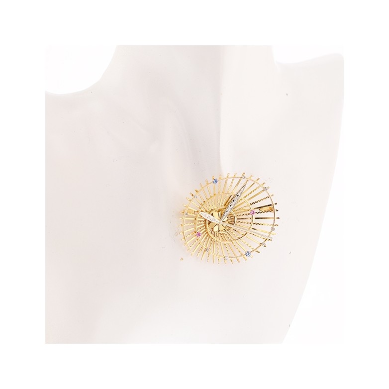 Broche diamants 0.19 carat et saphirs 2 ors