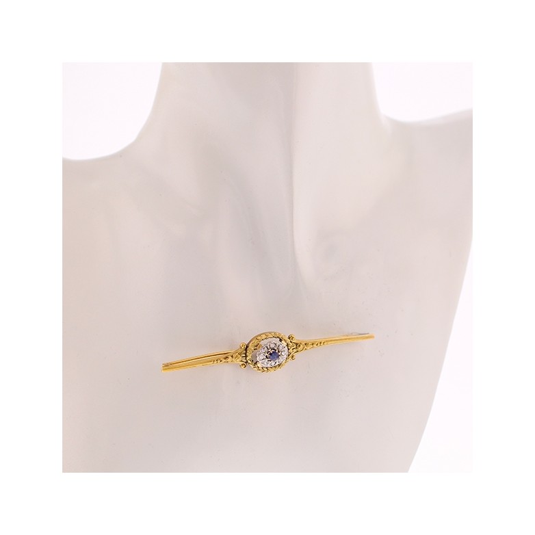 Broche saphir 0.35 carat et diamants en or jaune Broche saphir 0.35 carat et diamants en or jaune