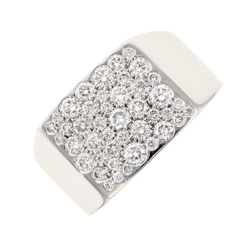 Chevalière diamants 0.90 carat en or blanc Chevalière diamants 0.90 carat en or blanc