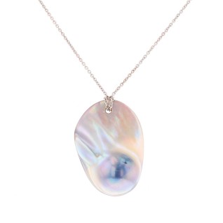 Collier perle en or blanc