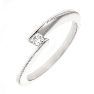 Solitaire signé GAREL diamant 0.09 carat en or blanc