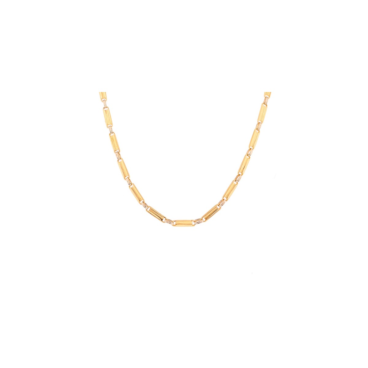 Collier En Or 750 Millièmes Avec 2 émeraudes Et Un Diamant - Bijou Ancien, Taille Navette, Occasion