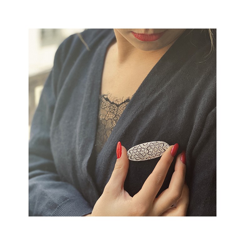 Broche diamants 3.51 carats en or blanc Broche diamants 3.51 carats en or blanc