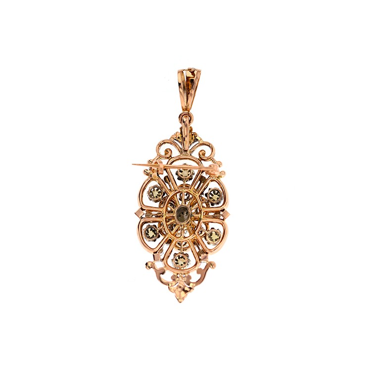 Pendentif vintage diamant 0.35 carat en or rose