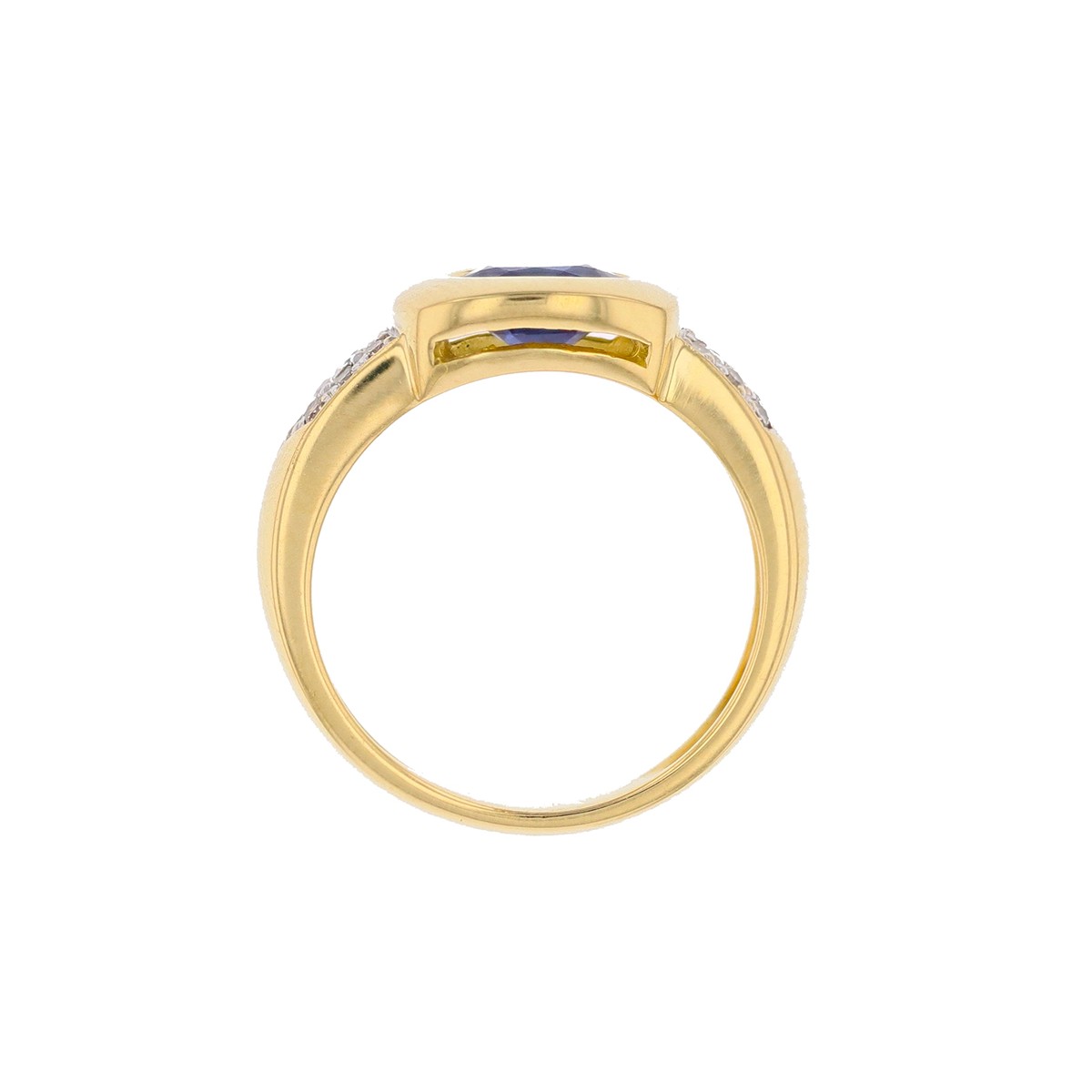 Bague Or 18 Carats Saphir Et Diamants - 1.25 Ct Saphir, 0.30 Ct Diamants, Taille 53, Quasi Neuve