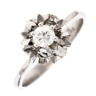 Solitaire Vintage diamant 0.25 carat en or blanc