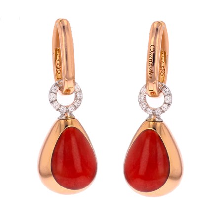 Boucles d'oreilles diamants 0.10 carat et pierres fines en or rose