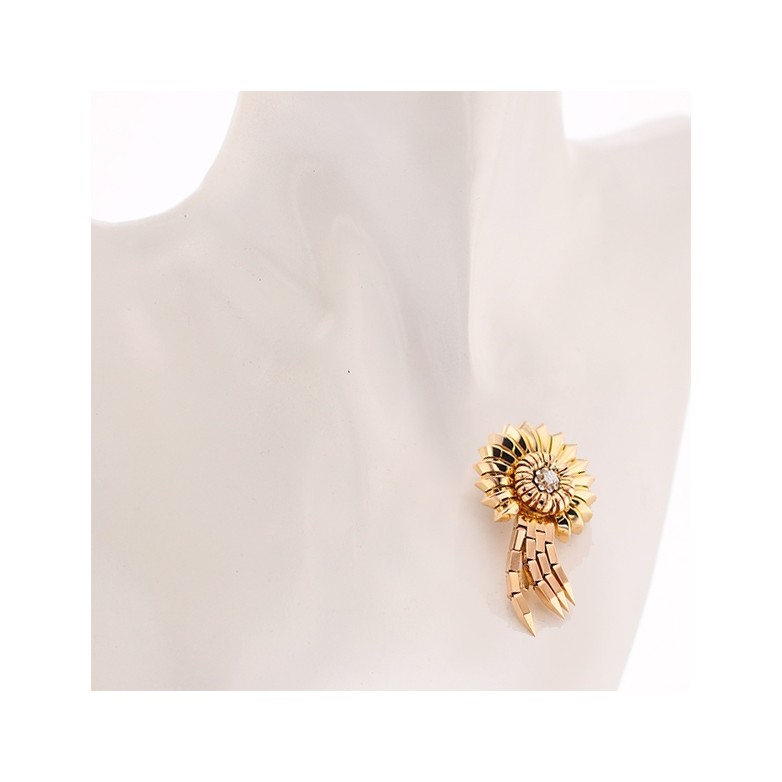 Broche Vintage diamants 0.12 carat en or jaune