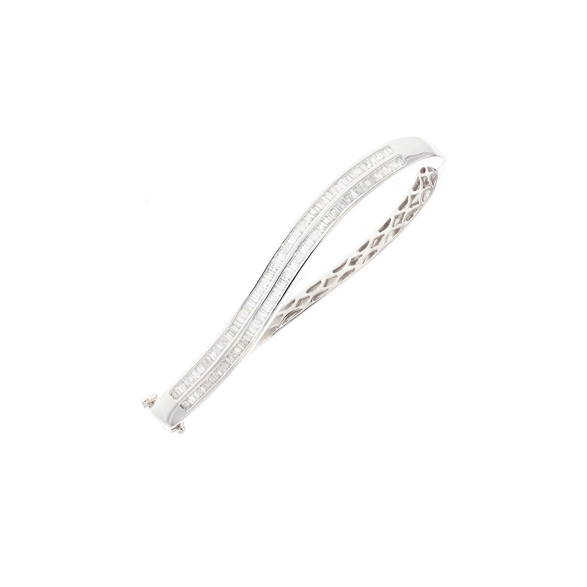 Bracelet Jonc Ouvrable 60 Mm Rail De Diamants Cz - Plaqué Or 18K - Neuf Avec étiquettes - Dolly-Bijoux