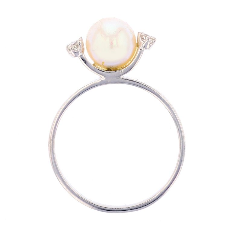 Bague or gris diamant perle Bague or gris diamant perle