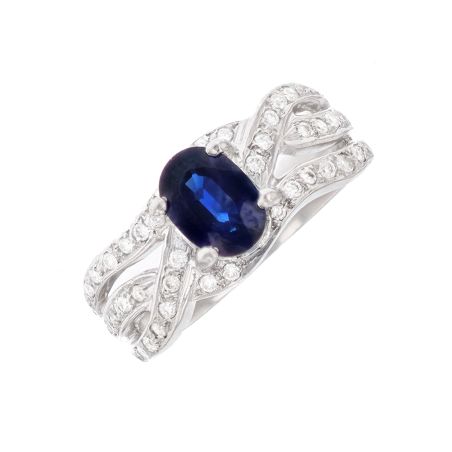 Bague or gris saphir et diamant(s) 