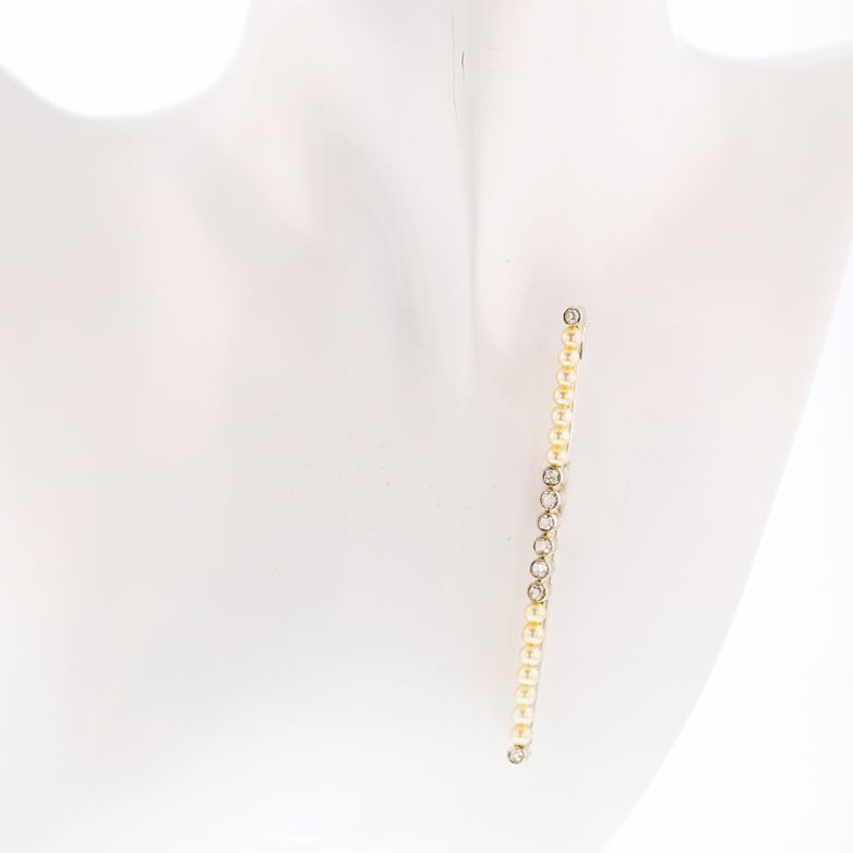 Broche or gris diamant et perle 