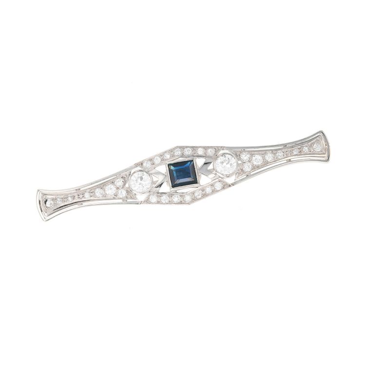 Broche or gris saphir et diamant(s) Vintage Broche or gris saphir et diamant(s) Vintage