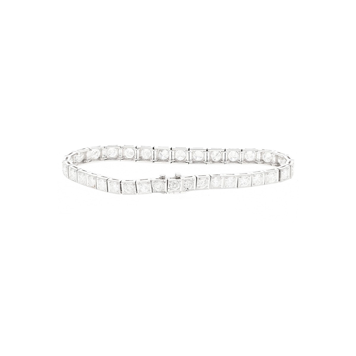 Bracelet Vintage Strass Blancs Style Rivière De Diamants - Années 70 - Occasion