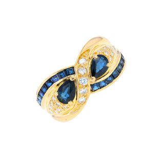 Bague or jaune saphir et diamant(s)