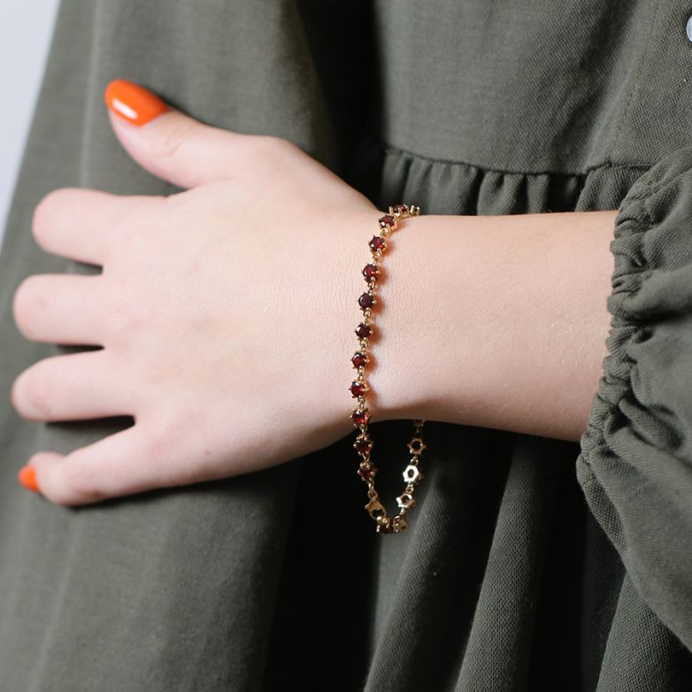 Bracelet or jaune Grenats Bracelet or jaune Grenats