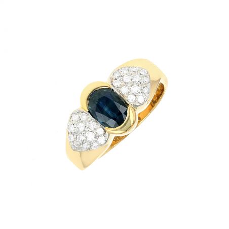 Bague or jaune saphir et diamant(s)