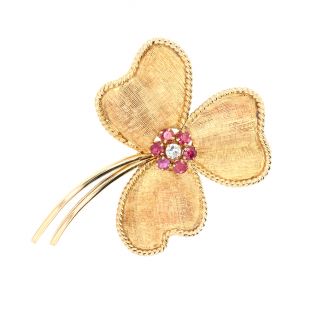 Broche or jaune rubis et diamant(s)