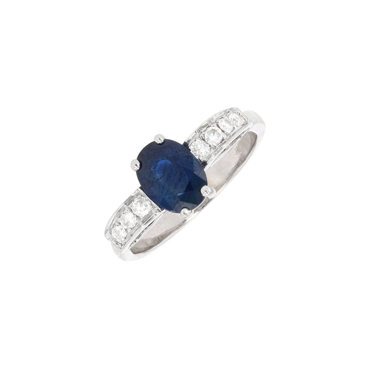 Bague Or 18 Carats Saphir Et Diamants – Modèle éternité, 0,28 Ct, 4,02g, Occasion