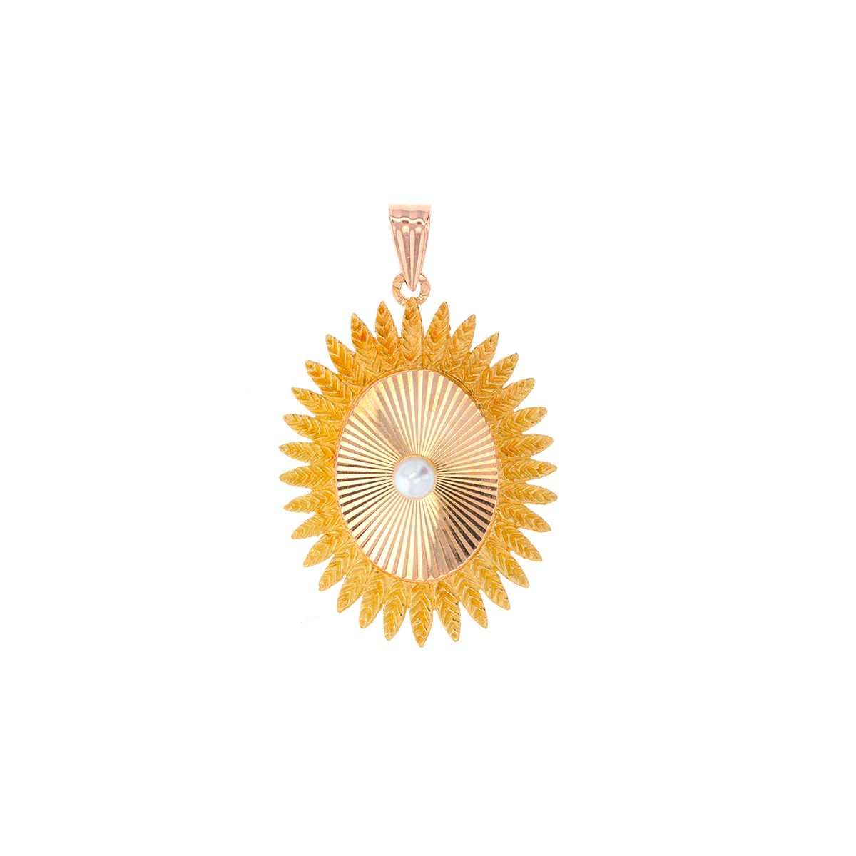 Pendentif Perles Métal Doré - Style Années 70 - Vintage, Occasion En Bon État
