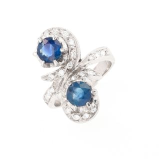 Bague or gris saphir et diamant(s) Vintage