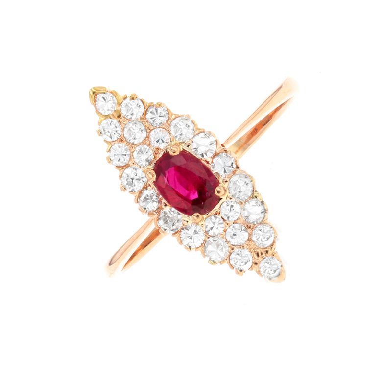 Bague or jaune rubis et diamant(s) Bague or jaune rubis et diamant(s)