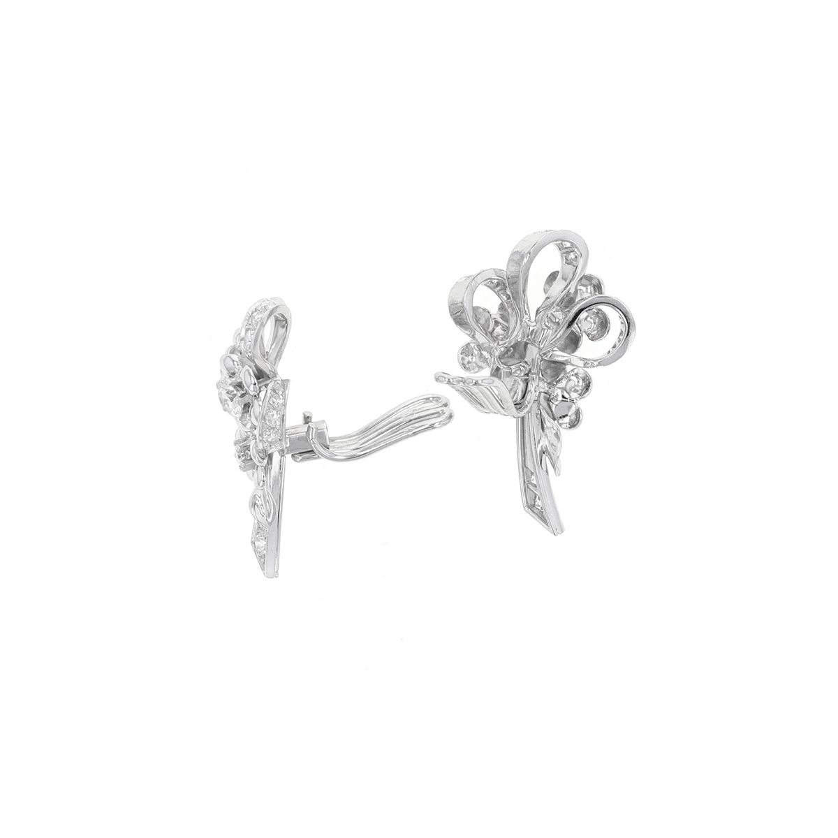 Boucles D'oreilles à Vis Vintage Cristaux 'diamant' Couleur Or Blanc - Référence 3220, Occasion (voir Description)