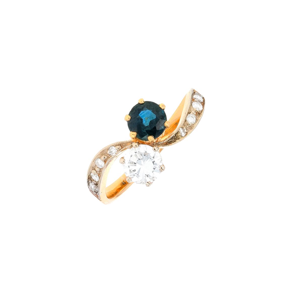 Bague Or 18KT Saphir Et Diamants – Taille 13, Vintage, Neuve Avec étiquettes