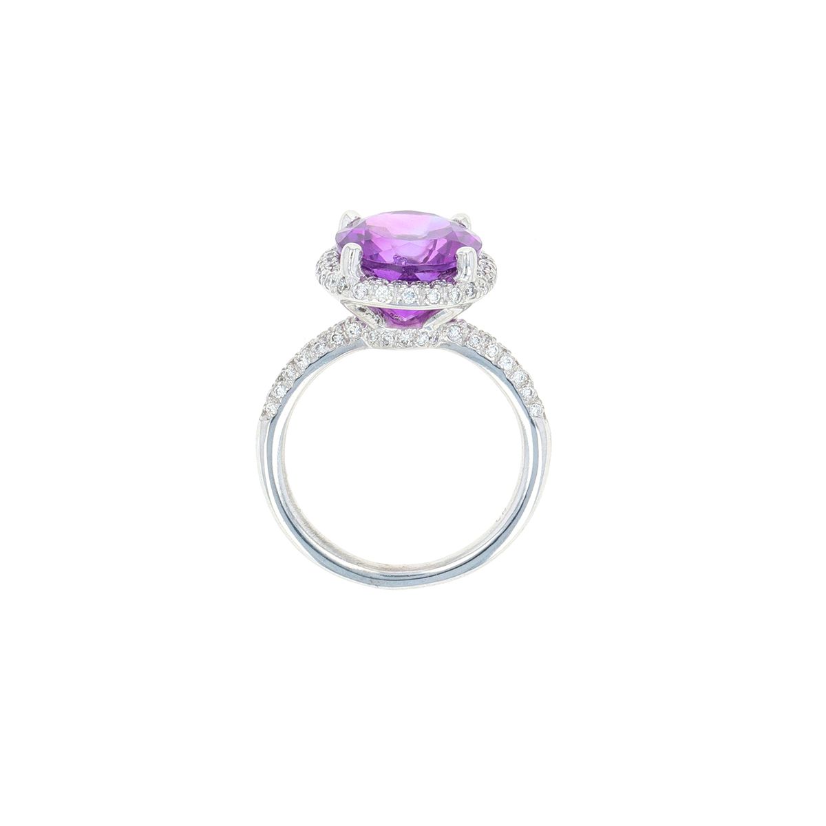 Bague Vintage En Argent Avec Améthyste - Taille 53, Monture Panier, état Impeccable | Bijou Femme Pierre Fine