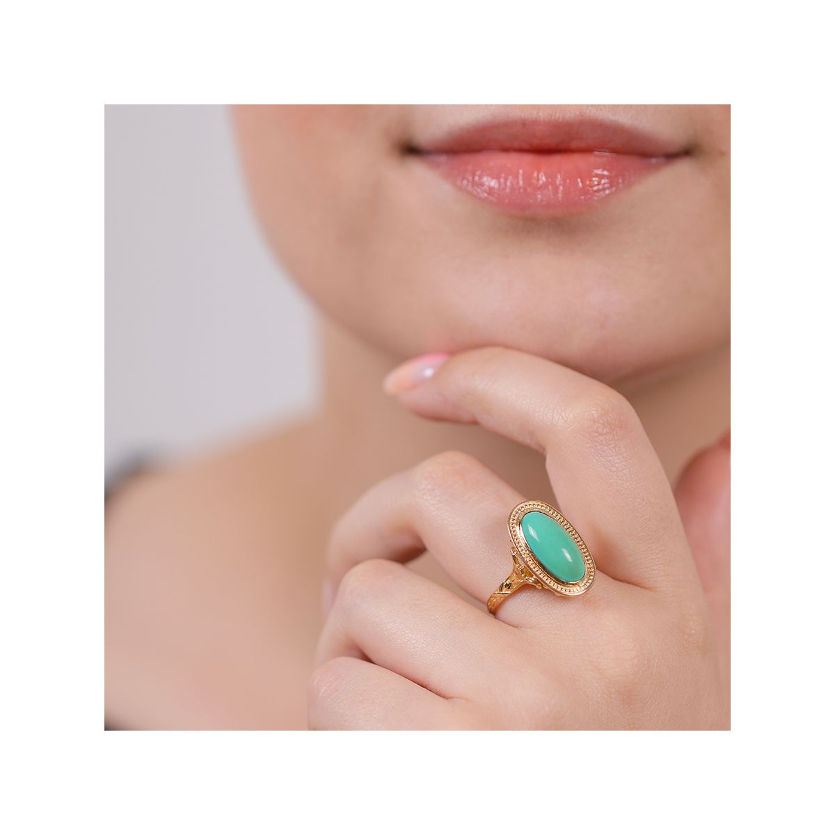 Bague Ancienne En Or 18 Carats Avec Turquoise - Bijou Vintage Occasion