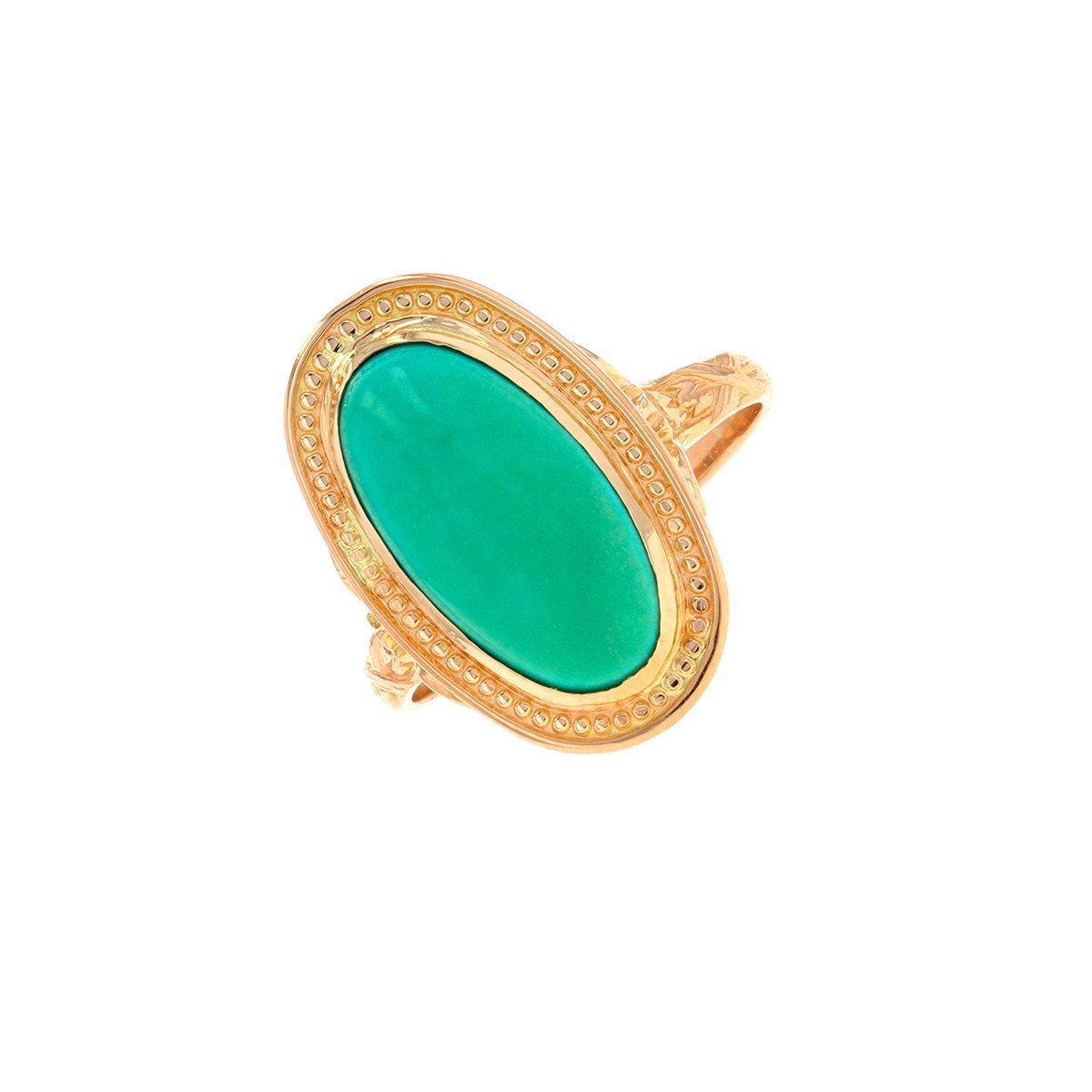 Vesperi Bague En Acier Inoxydable Doré Motif Rond Émaillé Turquoise – Élégance Fraîche Et Moderne Ajustable