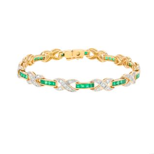 Bracelet 2 ors émeraude et diamant(s)