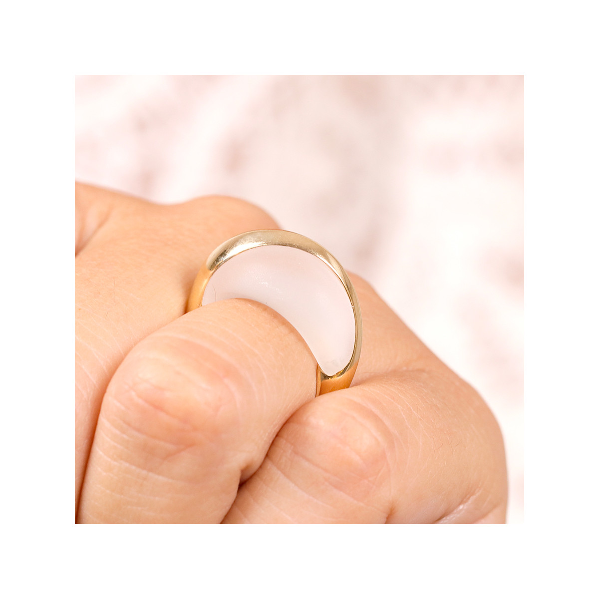Bague En Or Jaune 14 Carats (585) Avec Un Quartz Citron - Taille 57 (Occasion)