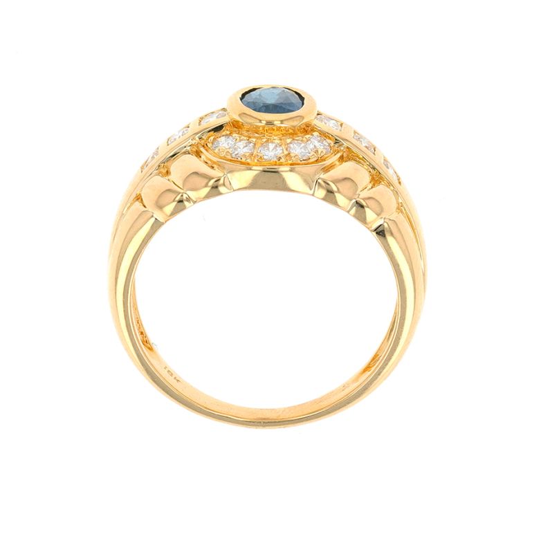 Bague or jaune diamant saphir 