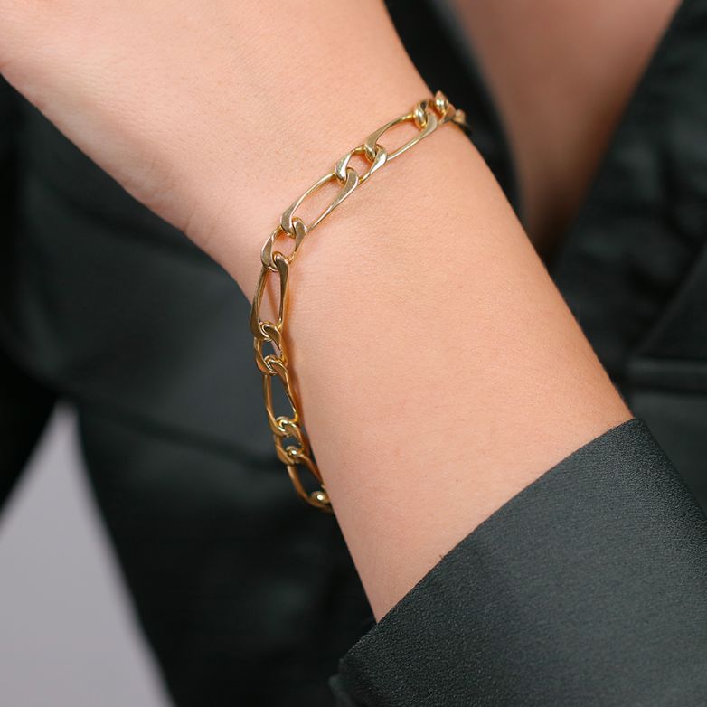 Bracelet maille alternée or jaune Bracelet maille alternée or jaune