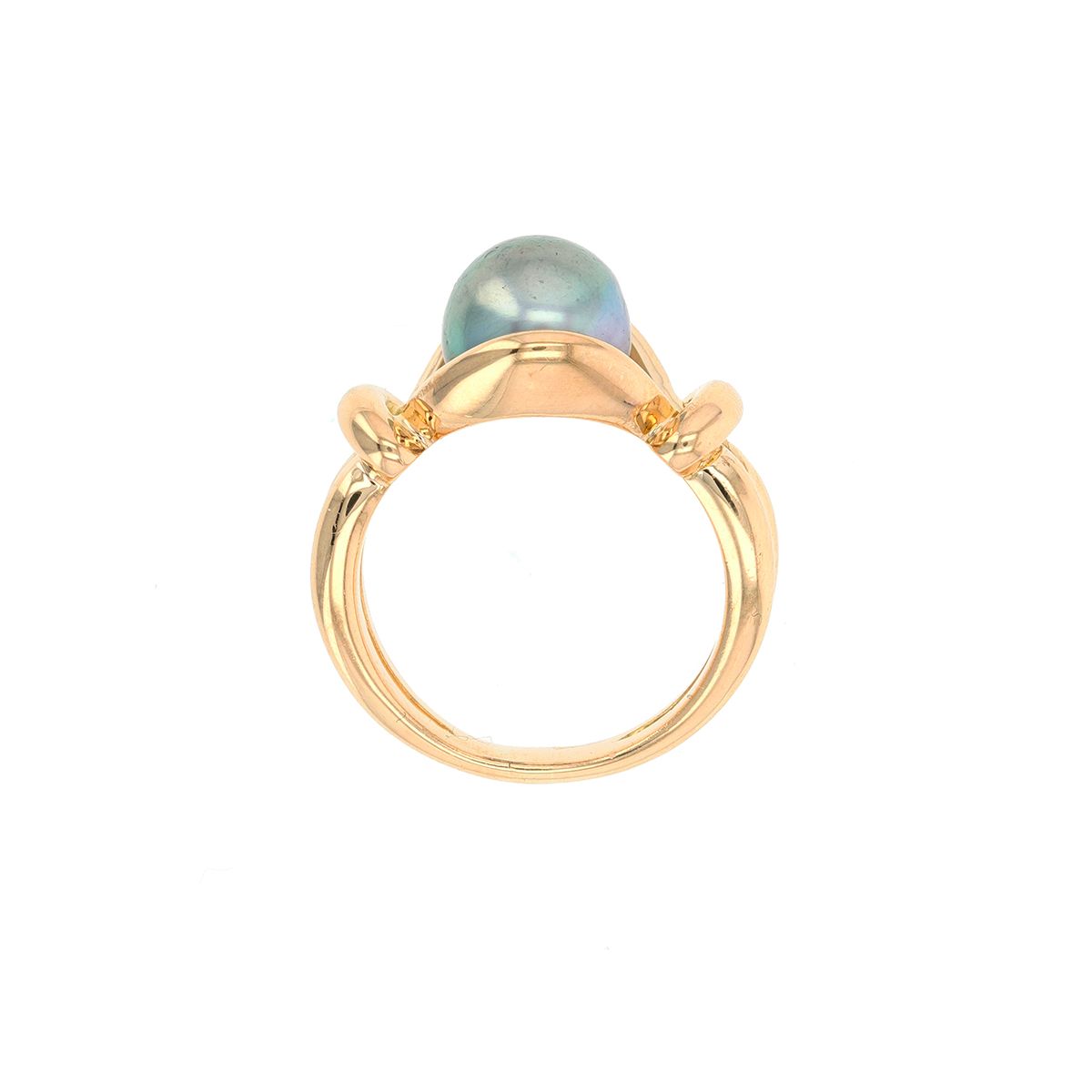 Bague En Perle Noire De Tahiti Baroque Plaquée Or Jaune 14ct - Taille Réglable