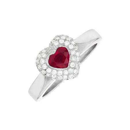 Bague or gris diamant rubis