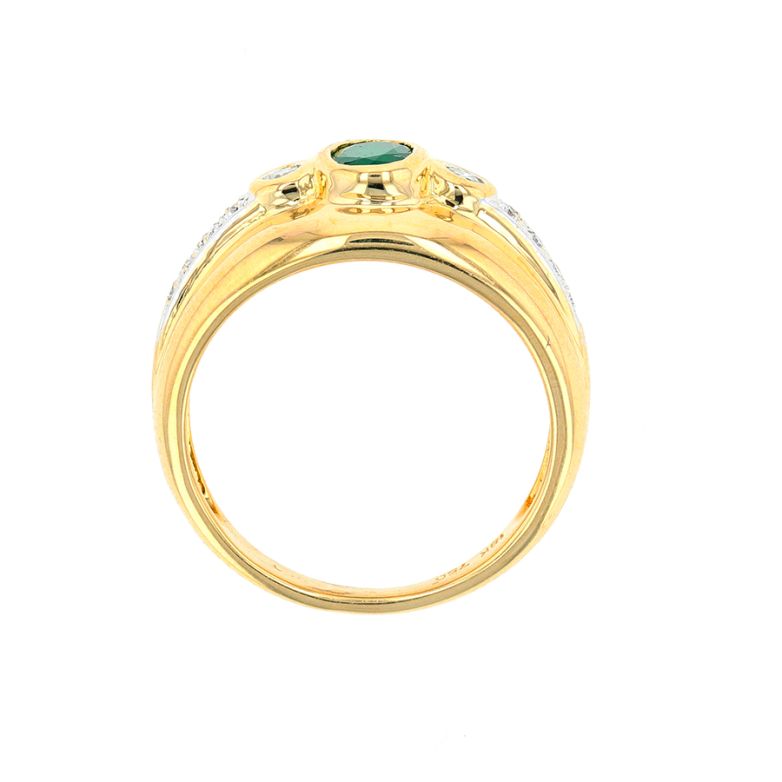 Bague or jaune diamant émeraude 