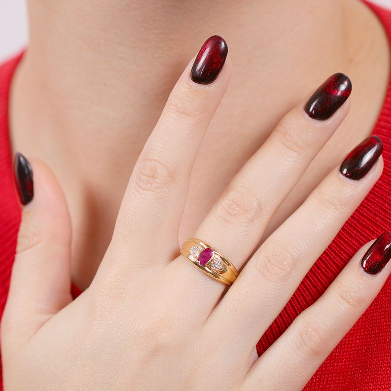 Bague or bicolore rubis et diamant(s) 