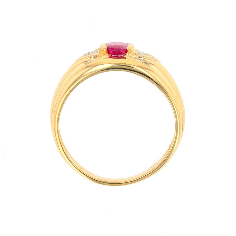 Bague or bicolore rubis et diamant(s) 