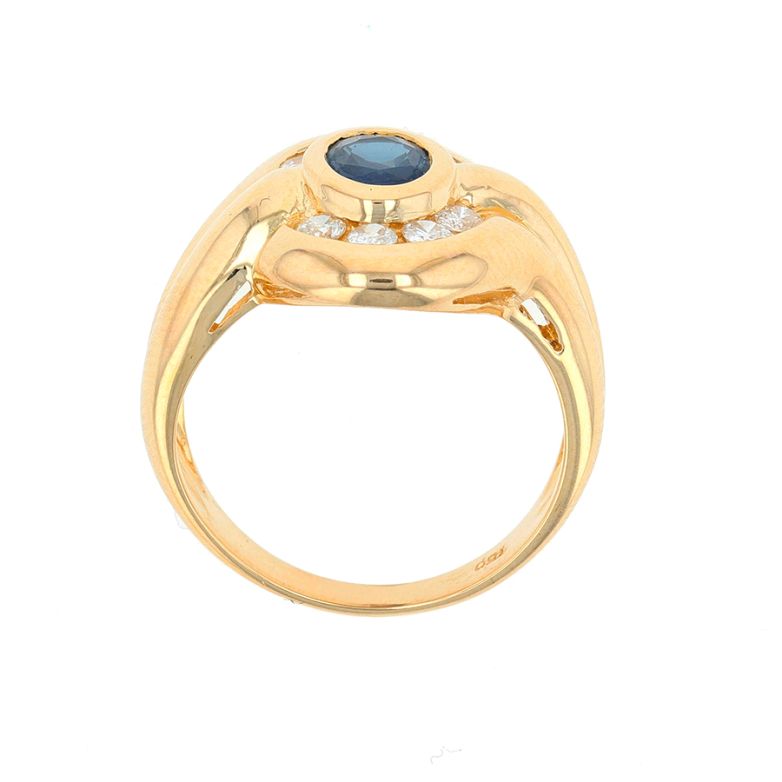 Bague or jaune diamant saphir 