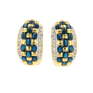 boucle d'oreille or jaune diamant saphir
