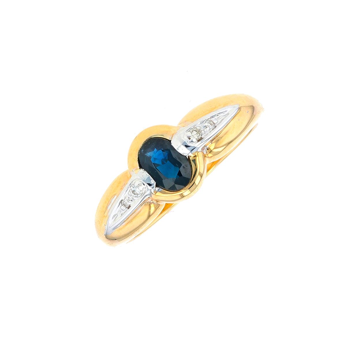 Bague Or 18 Carats Saphirs Et Diamants 0.06 Ct - Taille 52, Poids 4.63 G, Occasion Cocktail