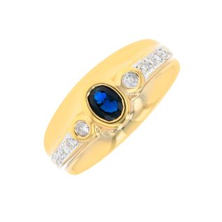Bague or jaune diamant saphir 