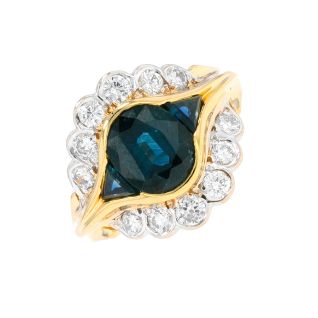 Bague or jaune saphir et diamant(s)