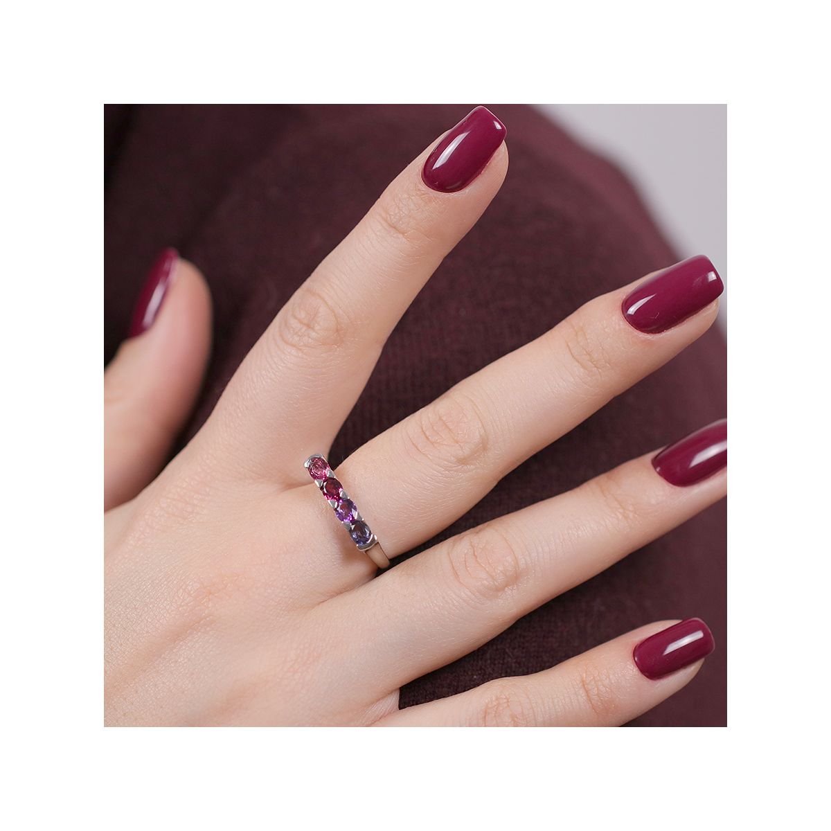 Bague Plaqué Or Blanc Avec Pierres Multicolores - Très Jolie, Neuve Sans Emballage
