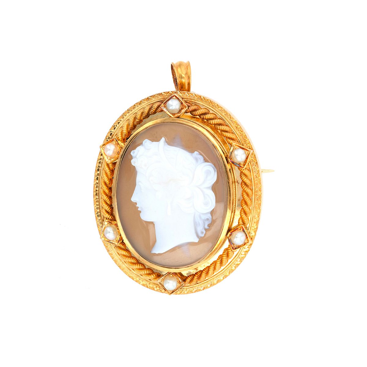 Pendentif Ancien Camée En Or Jaune - Neuf Sans Emballage, Bijou Vintage Précieux !